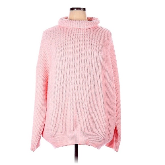 Scoop oversized soft pink Size XL Turtleneck cozy Sweater women’s pullover - Picture 1 of 4